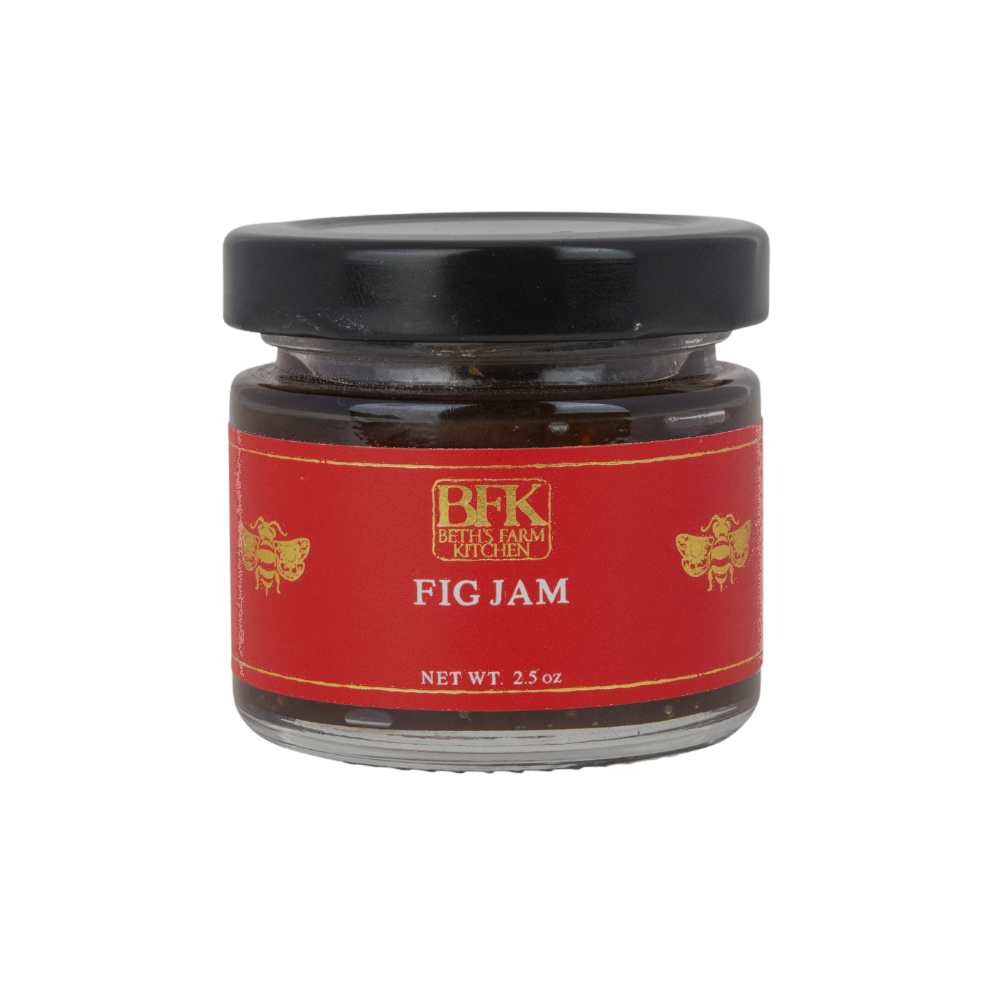 small glass jar with red label - Beth's Farm Kitchen Fig Jam