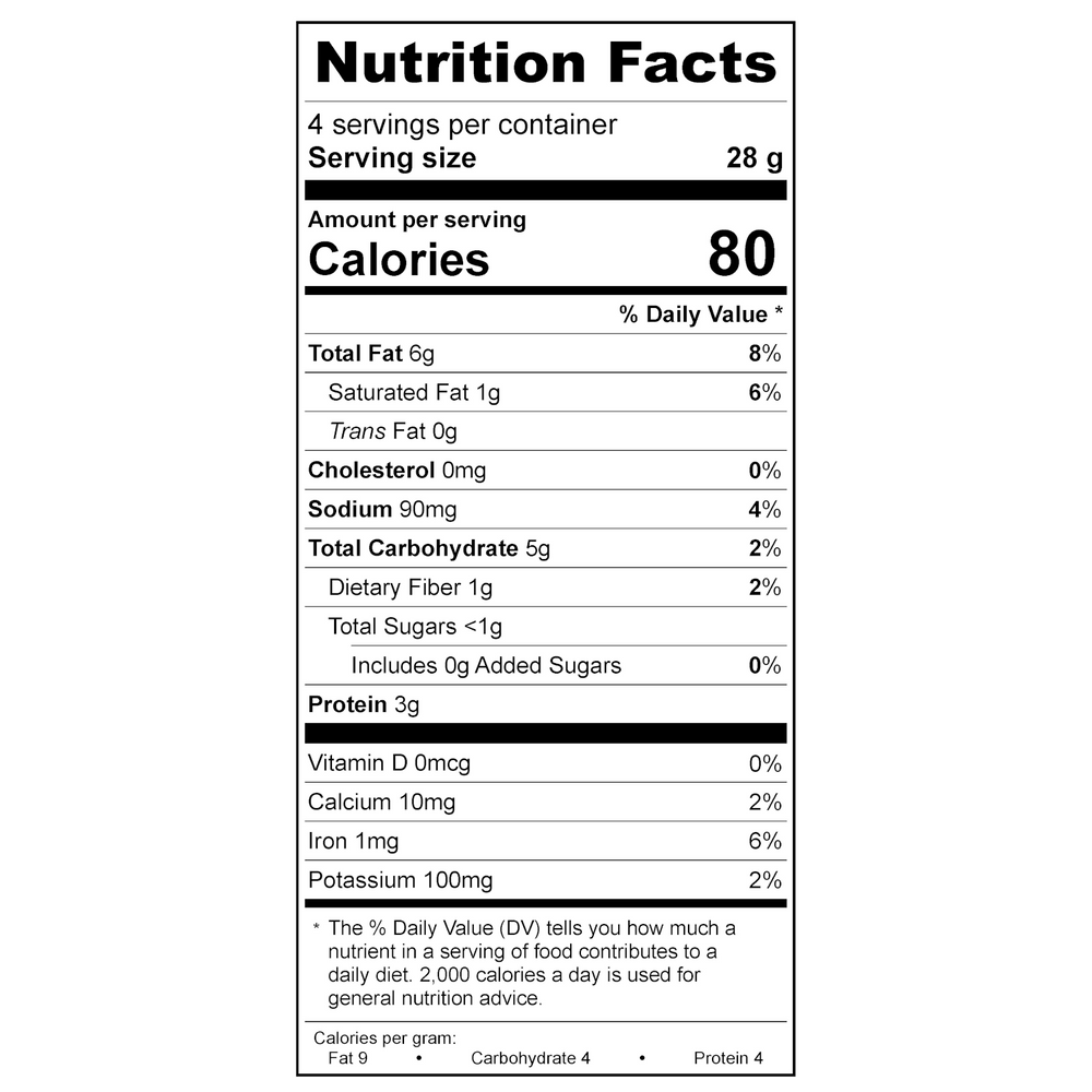 
                  
                    Treeline Cheese Vegan Blueberry Goat-Style Cheese Nutritional Label 
                  
                