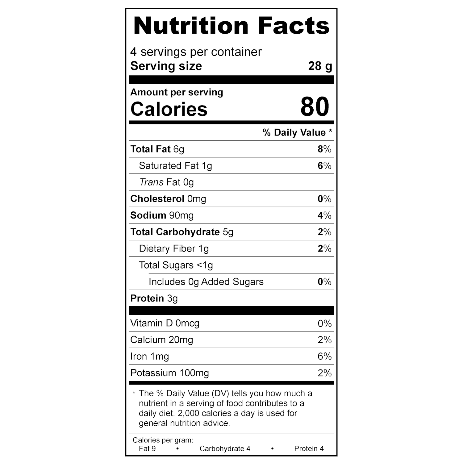 Treeline Cheese Vegan Garlic and Basil goat-style Nutritional Label