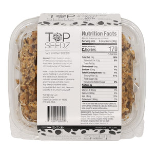 
                  
                    Top Seedz brand 6 seed crackers back of container with nutritional label 
                  
                