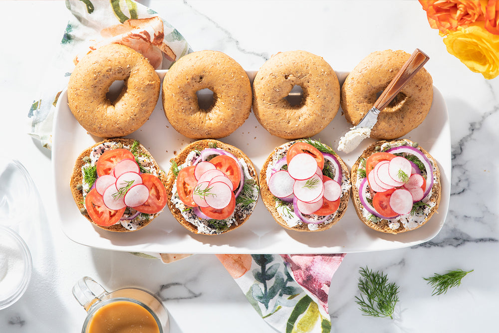 Caper Dill Bagels with Everything Cream Cheese