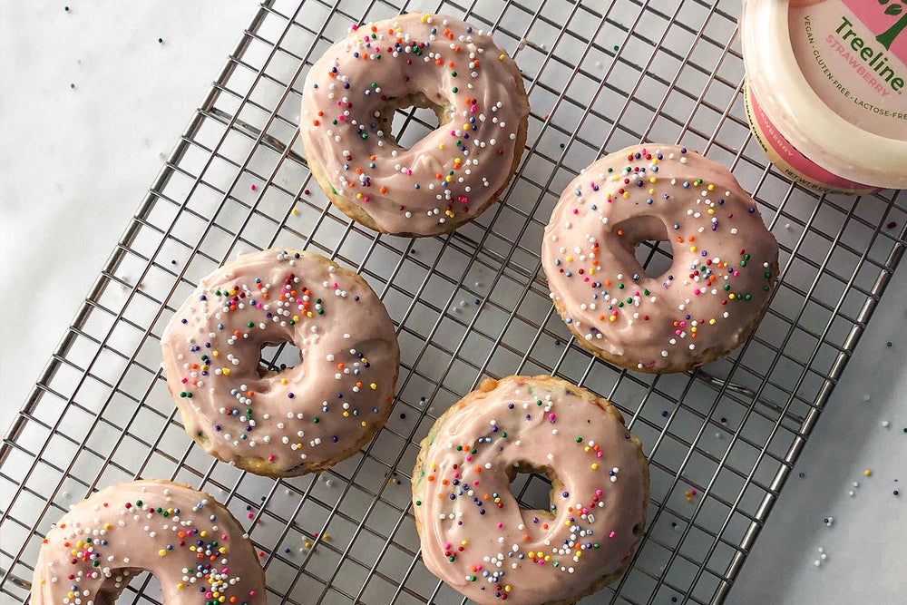 Sugar Cookie Donuts with Strawberry Frosting