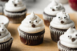 Chocolate Raspberry Ghost Cupcakes with Cashew Cream Cheese Frosting