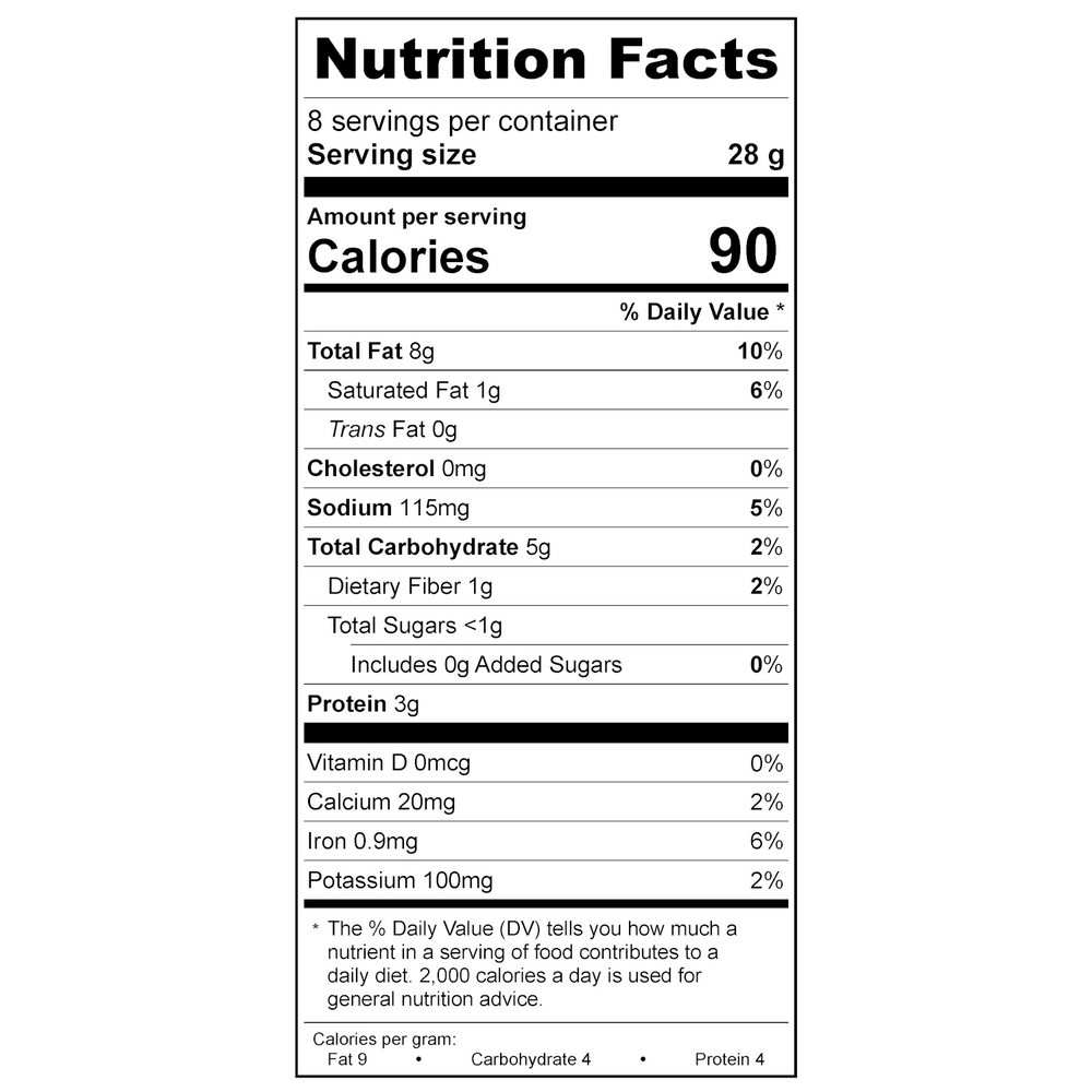 
                  
                    Treeline Cheese Vegan Everything Cream Cheese Nutritional Label 
                  
                