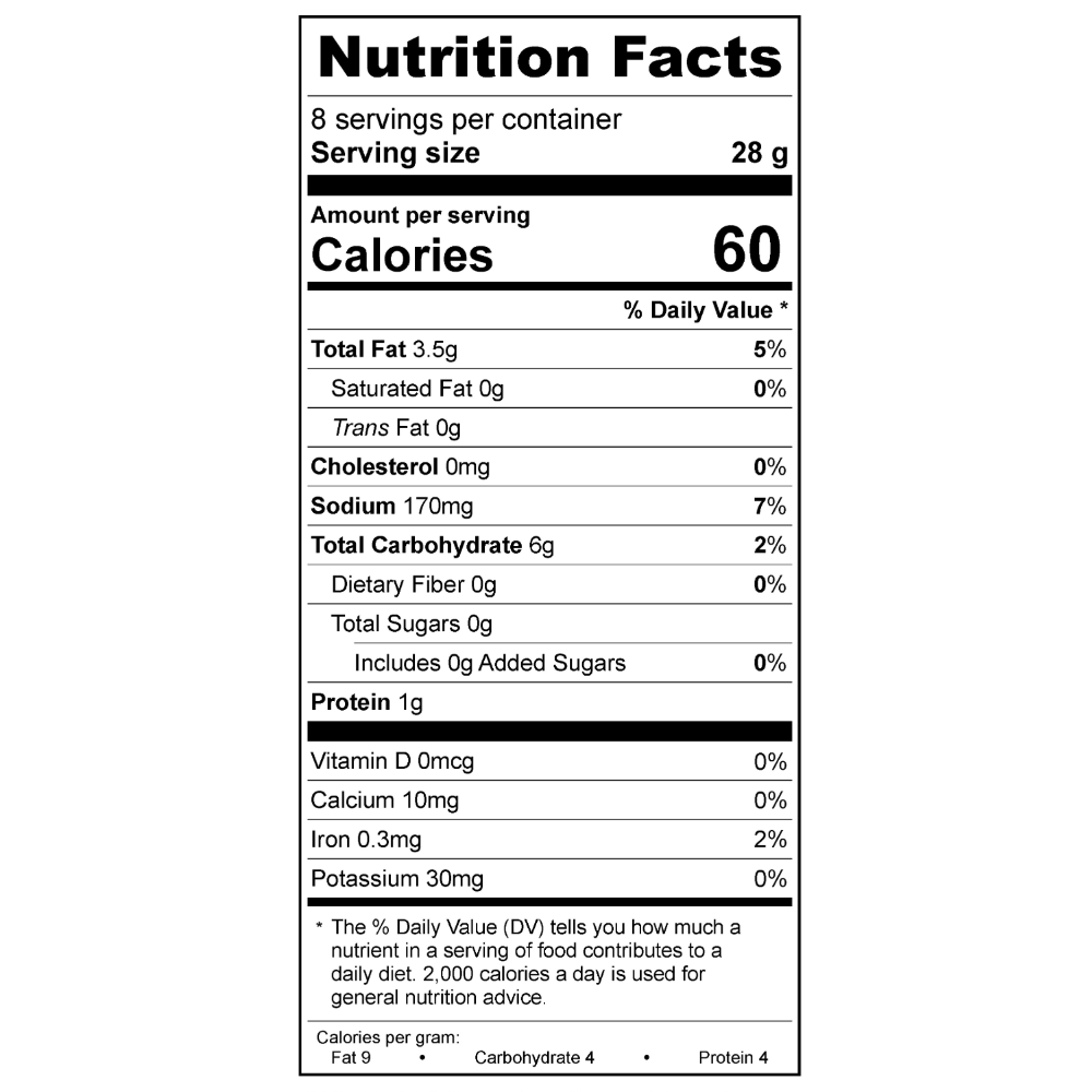 nutritional facts for Treeline non dairy cashew Mozzarella