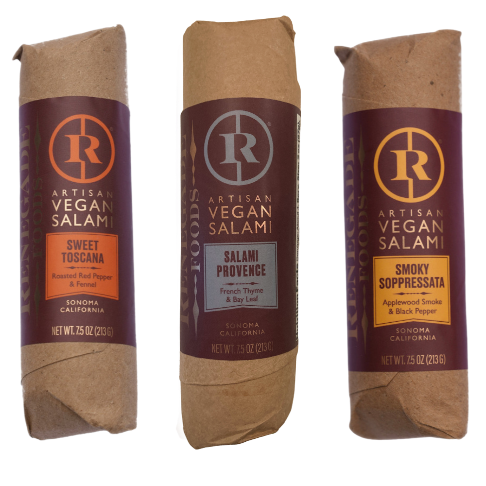 renegade artisan vegan salami sweet Toscana, Salami Provence, and Smoky Soppressata