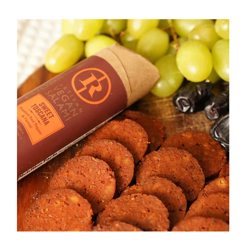 Renegade vegan salami with grapes